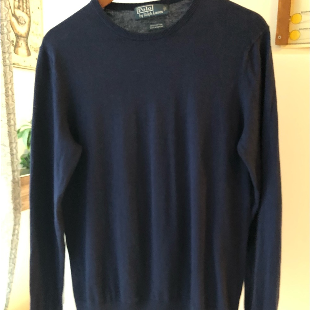 Polo Ralph Lauren Classic Cashmere Sweater, Navy Blue, Size Small
